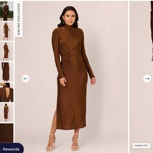 Adrianna Papell Long Sleeve Shimmer Knit Midid Dress (SOLD OUT ONLINE)